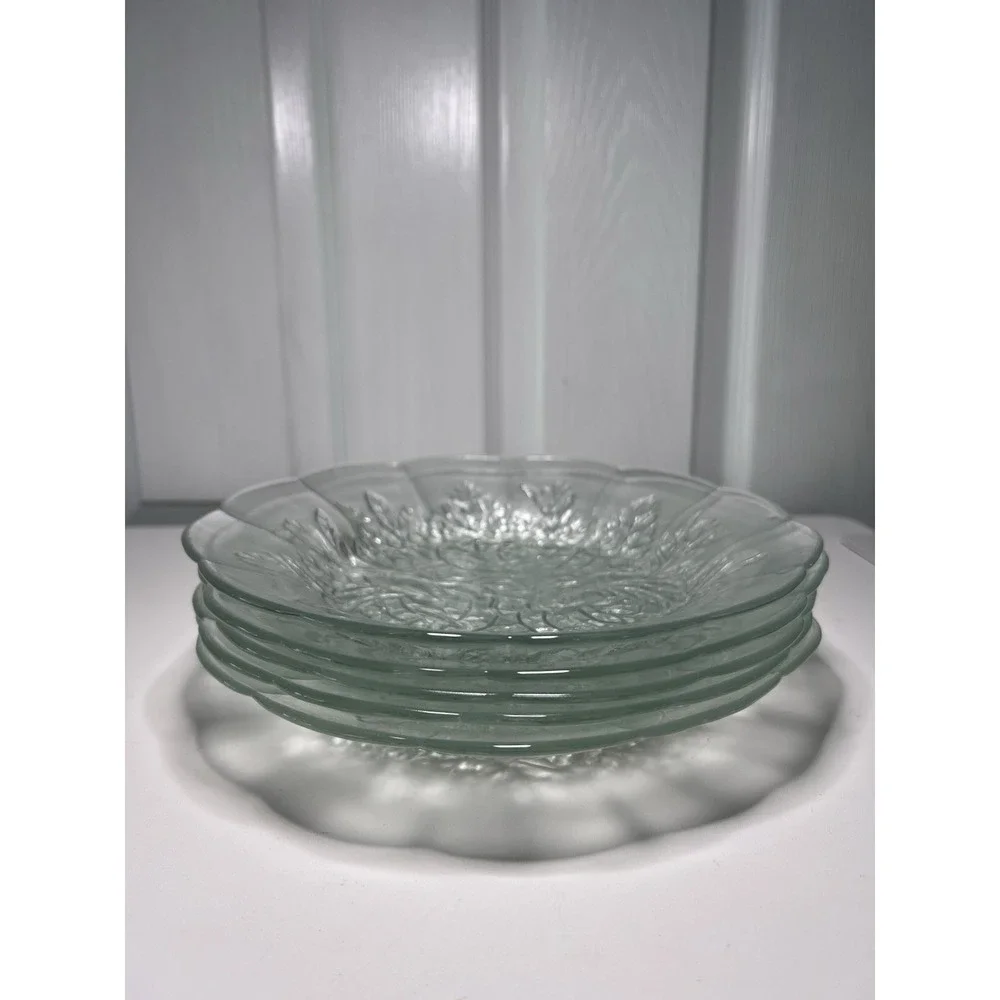 5 Vtg Clear Glass Dinner Plates Pasari Indonesia 
